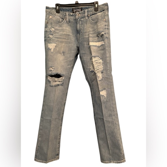 Salvage Slim Straight Jeans with Distressed Details